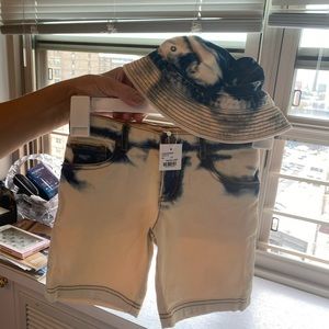 Bonpoint denim shorts and bucket hat kids boy